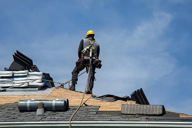 Professional Gutter Installation technician working in Grandin, FL